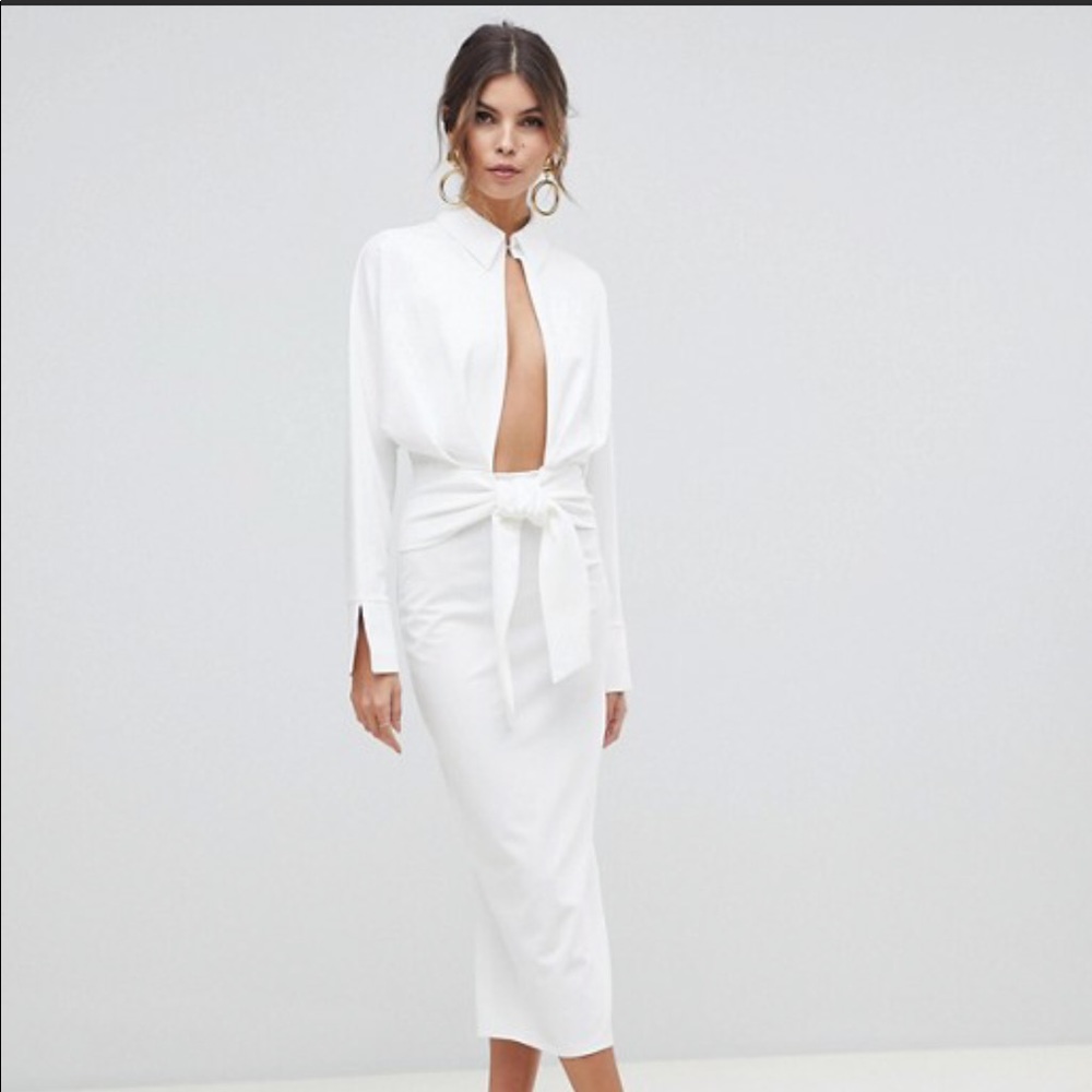 ASOS DESIGN long sleeve wrap shirt midi dress